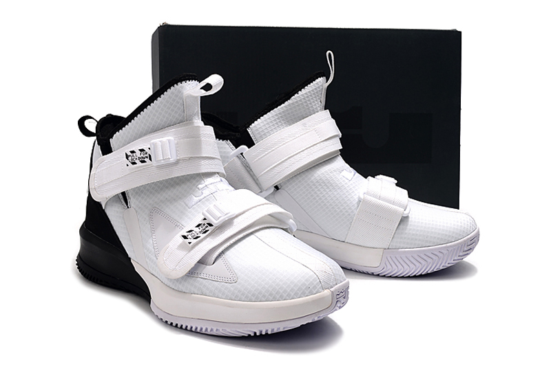 Men Nike Lebron James Soldier 13 White Black Shoes